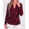 image:imageBTFBM Womens Tops Floral Sheer Mesh Long Sleeve Blouses Dressy CasualBurgundy