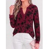 image:imageBTFBM Womens Tops Floral Sheer Mesh Long Sleeve Blouses Dressy CasualBurgundy