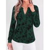 image:imageBTFBM Womens Tops Floral Sheer Mesh Long Sleeve Blouses Dressy CasualDark Green