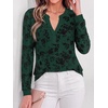 image:imageBTFBM Womens Tops Floral Sheer Mesh Long Sleeve Blouses Dressy CasualDark Green