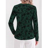 image:imageBTFBM Womens Tops Floral Sheer Mesh Long Sleeve Blouses Dressy CasualDark Green