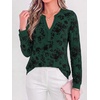 image:imageBTFBM Womens Tops Floral Sheer Mesh Long Sleeve Blouses Dressy CasualDark Green