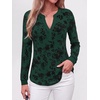 image:imageBTFBM Womens Tops Floral Sheer Mesh Long Sleeve Blouses Dressy CasualDark Green