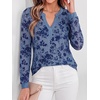 image:imageBTFBM Womens Tops Floral Sheer Mesh Long Sleeve Blouses Dressy CasualGrey Blue