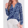 image:imageBTFBM Womens Tops Floral Sheer Mesh Long Sleeve Blouses Dressy CasualGrey Blue