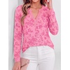 image:imageBTFBM Womens Tops Floral Sheer Mesh Long Sleeve Blouses Dressy CasualPink