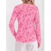 image:imageBTFBM Womens Tops Floral Sheer Mesh Long Sleeve Blouses Dressy CasualPink