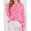 image:imageBTFBM Womens Tops Floral Sheer Mesh Long Sleeve Blouses Dressy CasualPink