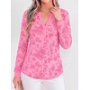 image:imageBTFBM Womens Tops Floral Sheer Mesh Long Sleeve Blouses Dressy CasualPink