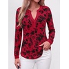 image:imageBTFBM Womens Tops Floral Sheer Mesh Long Sleeve Blouses Dressy CasualRed