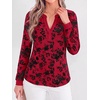 image:imageBTFBM Womens Tops Floral Sheer Mesh Long Sleeve Blouses Dressy CasualRed