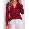 image:imageBTFBM Womens Tops Floral Sheer Mesh Long Sleeve Blouses Dressy CasualRed