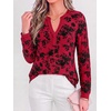 image:imageBTFBM Womens Tops Floral Sheer Mesh Long Sleeve Blouses Dressy CasualRed