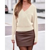 image:imageBTFBM Wrap Cross Ribbed Knit Cropped Sweaters for Women 2026Beige