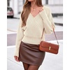 image:imageBTFBM Wrap Cross Ribbed Knit Cropped Sweaters for Women 2026Beige