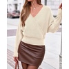 image:imageBTFBM Wrap Cross Ribbed Knit Cropped Sweaters for Women 2026Beige