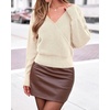 image:imageBTFBM Wrap Cross Ribbed Knit Cropped Sweaters for Women 2026Beige