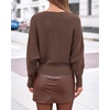 image:imageBTFBM Wrap Cross Ribbed Knit Cropped Sweaters for Women 2026Brown