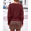 image:imageBTFBM Wrap Cross Ribbed Knit Cropped Sweaters for Women 2026Burgundy