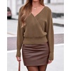 image:imageBTFBM Wrap Cross Ribbed Knit Cropped Sweaters for Women 2026Camel
