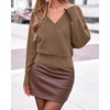 image:imageBTFBM Wrap Cross Ribbed Knit Cropped Sweaters for Women 2026Camel