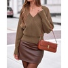 image:imageBTFBM Wrap Cross Ribbed Knit Cropped Sweaters for Women 2026Camel