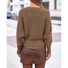 image:imageBTFBM Wrap Cross Ribbed Knit Cropped Sweaters for Women 2026Camel
