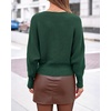 image:imageBTFBM Wrap Cross Ribbed Knit Cropped Sweaters for Women 2026Dark Green