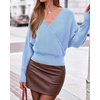 image:imageBTFBM Wrap Cross Ribbed Knit Cropped Sweaters for Women 2026Light Blue