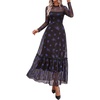 Floral Black Royal Blue