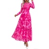 image:imageBTFBM Boho Mesh Long Sleeve Dress for WomenFloral Pink