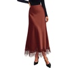 image:imageBTFBM Lace Trim Satin Skirts for Women ElegantBrown