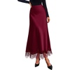 image:imageBTFBM Lace Trim Satin Skirts for Women ElegantBurgundy