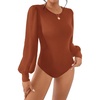 image:imageBTFBM Long Puff Sleeve Bodysuits for Women 2026Red Brown