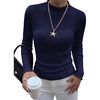 image:imageBTFBM Long Sleeve T Shirts for Women Ruffle Mock Neck TopsNavy Blue