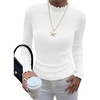 image:imageBTFBM Long Sleeve T Shirts for Women Ruffle Mock Neck TopsWhite