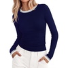 image:imageBTFBM Ribbed Long Sleeve Shirts for Women Fitted UnderscrubNavy Blue