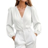 image:imageBTFBM Satin Blouses for Women Dressy Casual Button Down ShirtsWhite