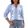 image:imageBTFBM Womens 2026 Fall Tops Dressy Casual Floral Boho Embroidered BlouseLight Blue
