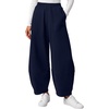 image:imageBTFBM Womens Capri Pants Wide Leg Palazzo Fleece Harem Barrel SweatpantsNavy Blue