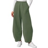 image:imageBTFBM Womens Capri Pants Wide Leg Palazzo Fleece Harem Barrel SweatpantsSage Green