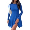 image:imageBTFBM Womens Mini Dress Sheer Mesh Long Sleeve DressesBlue