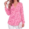 image:imageBTFBM Womens Tops Floral Sheer Mesh Long Sleeve Blouses Dressy CasualPink