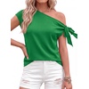 image:imageBTFBM 2026 Off The Shoulder Tops for Women Summer Shirts Short Sleeve Satin Blouses Silk Going Out Top Beach VacationGreen
