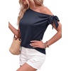 image:imageBTFBM 2026 Off The Shoulder Tops for Women Summer Shirts Short Sleeve Satin Blouses Silk Going Out Top Beach VacationNavy Blue