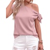 image:imageBTFBM 2026 Off The Shoulder Tops for Women Summer Shirts Short Sleeve Satin Blouses Silk Going Out Top Beach VacationPink