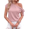 image:imageBTFBM 2026 Off The Shoulder Tops for Women Summer Shirts Short Sleeve Satin Blouses Silk Going Out Top Beach VacationPink
