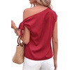 image:imageBTFBM 2026 Off The Shoulder Tops for Women Summer Shirts Short Sleeve Satin Blouses Silk Going Out Top Beach VacationRed