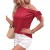 image:imageBTFBM 2026 Off The Shoulder Tops for Women Summer Shirts Short Sleeve Satin Blouses Silk Going Out Top Beach VacationRed