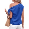 image:imageBTFBM 2026 Off The Shoulder Tops for Women Summer Shirts Short Sleeve Satin Blouses Silk Going Out Top Beach VacationRoyal Blue